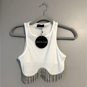 White Fox Cropped Tank- NEVER WORN- Size Small